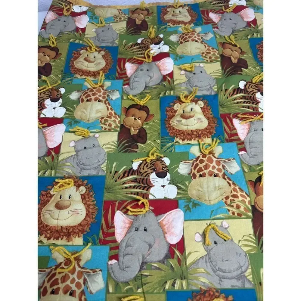 Rare Vintage Zoo Animal Baby Cotton Blanket 52”x 43”